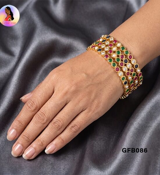 Navaratna Bangles for Women with Traditional Nine Stone Design