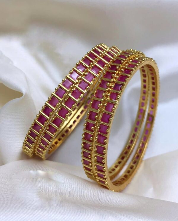 Ruby AD Bangles for Women with American Diamond and Ruby Stones