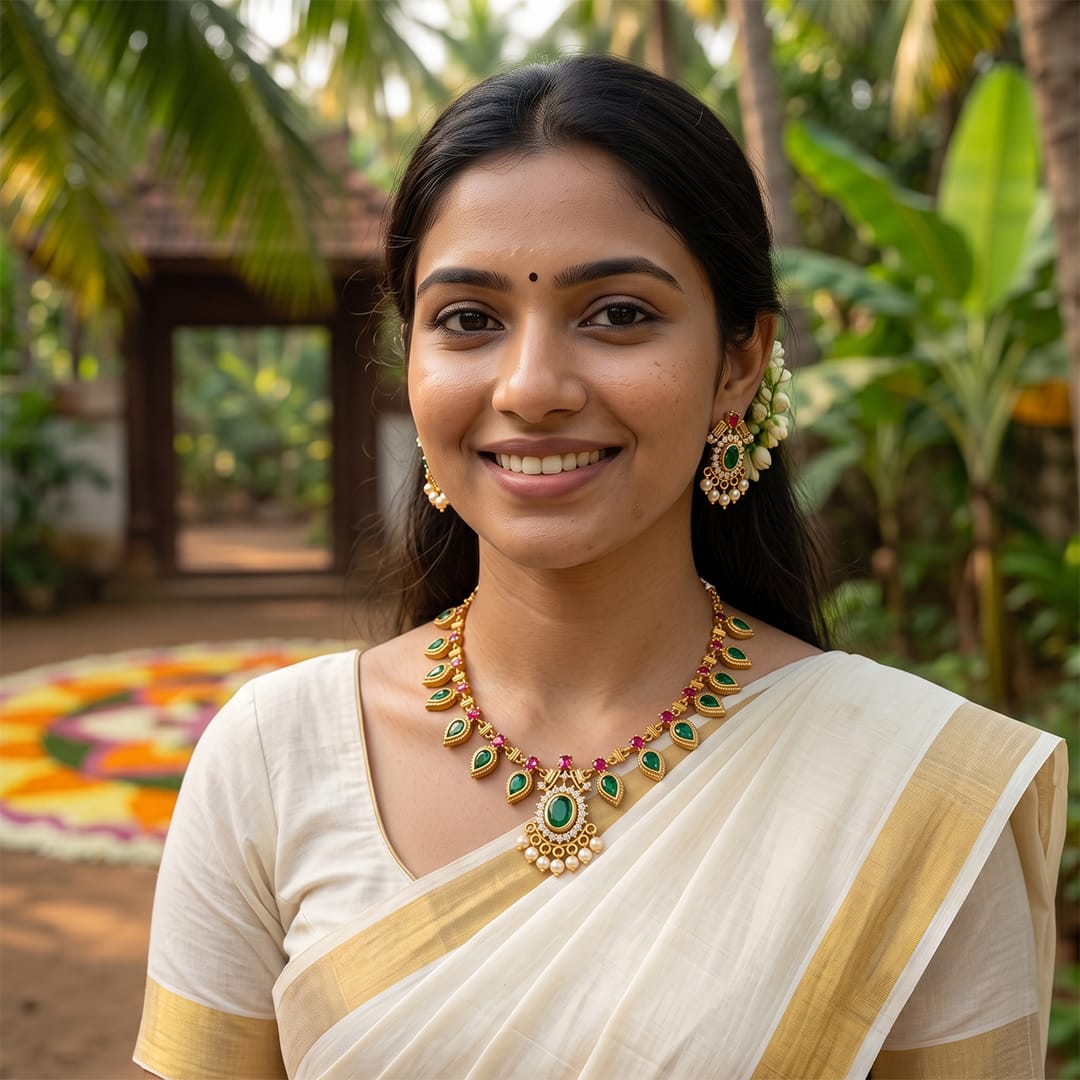 Traditional Kerala Palakka Necklace at GemFem Jewels